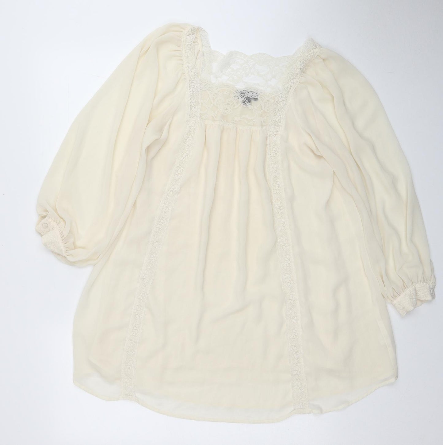 Topshop Womens Ivory Polyester Sheath Size 8 Square Neck Pullover