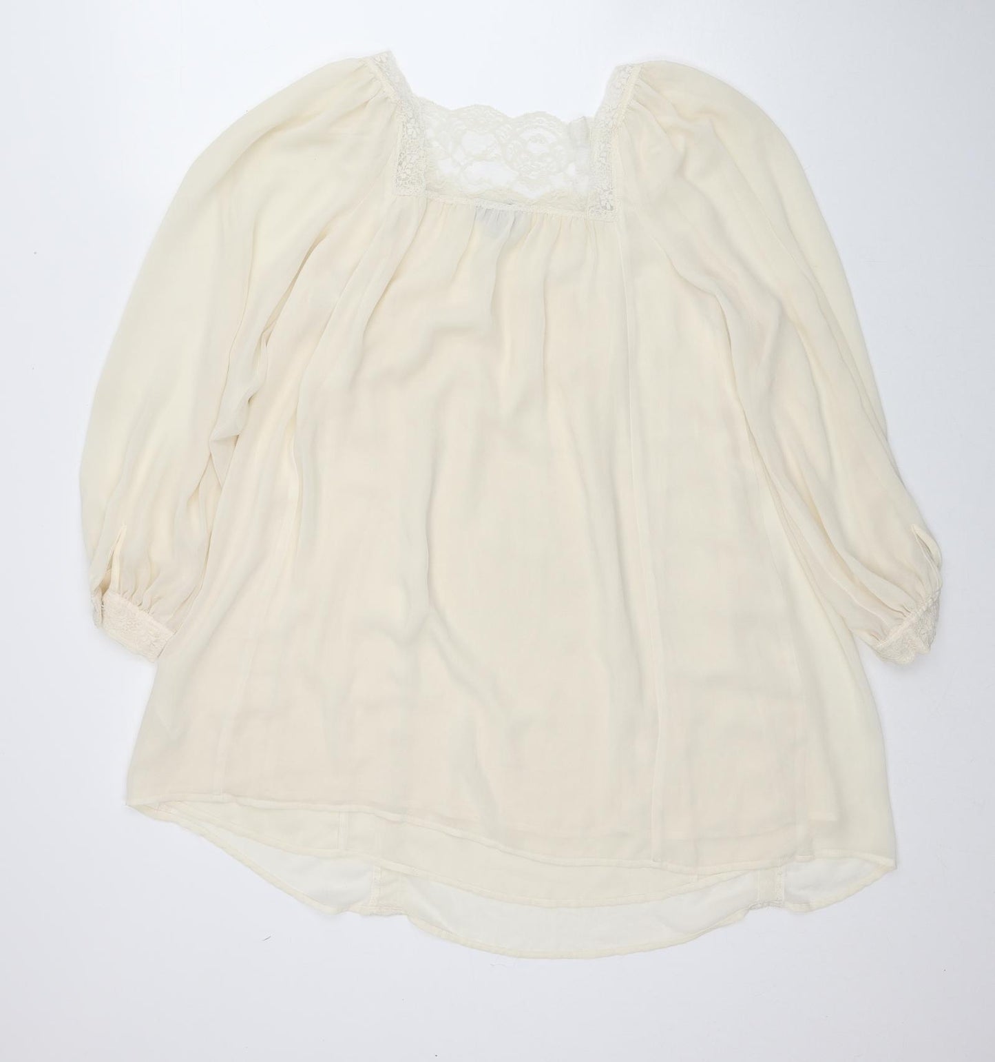 Topshop Womens Ivory Polyester Sheath Size 8 Square Neck Pullover