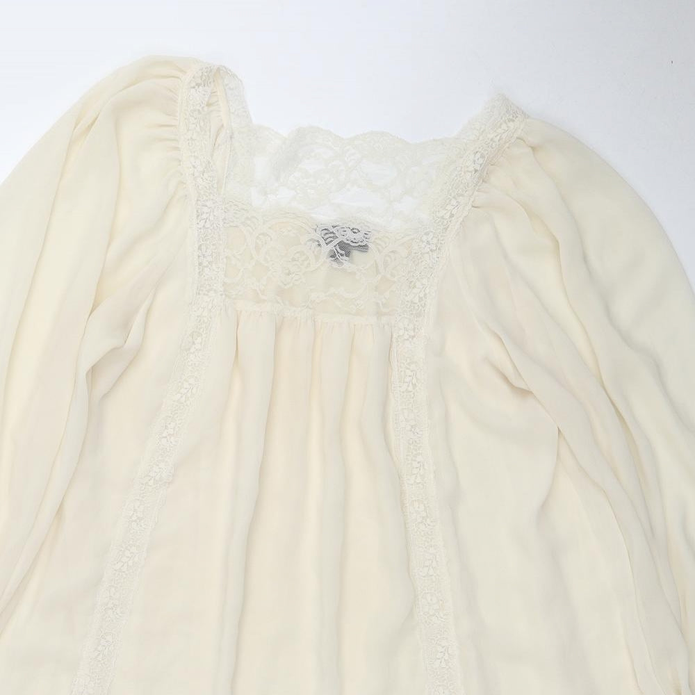 Topshop Womens Ivory Polyester Sheath Size 8 Square Neck Pullover
