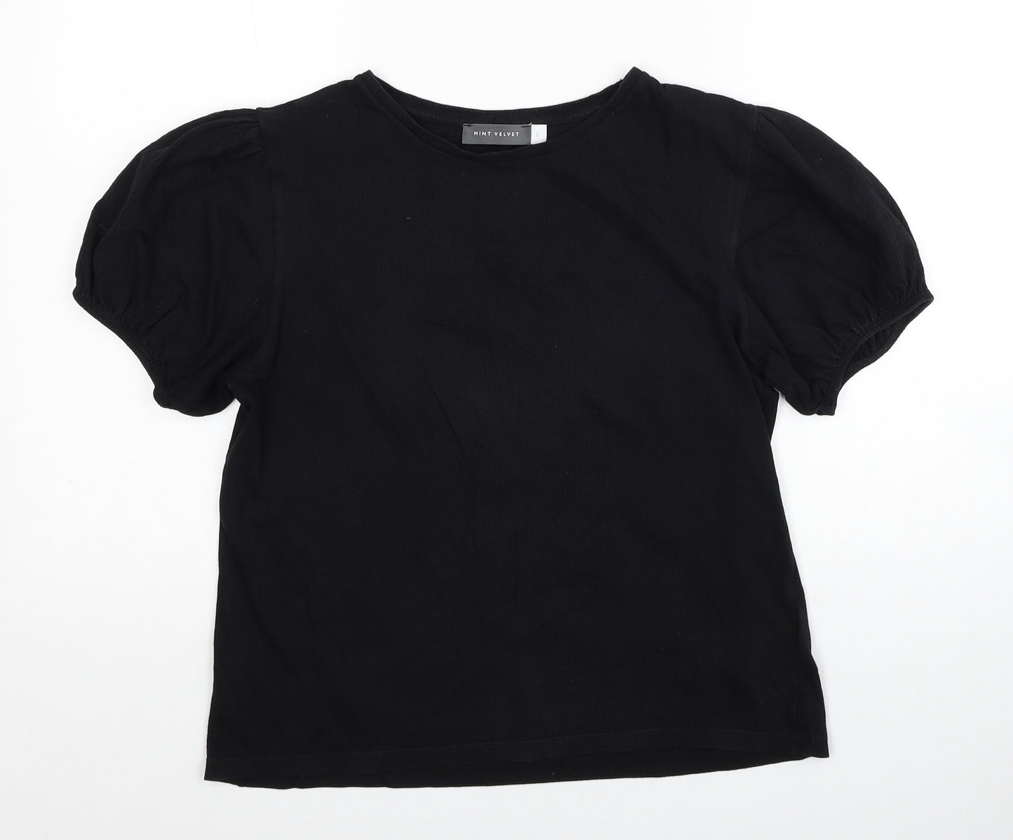 Mint Velvet Womens Black Cotton Basic T-Shirt Size S V-Neck