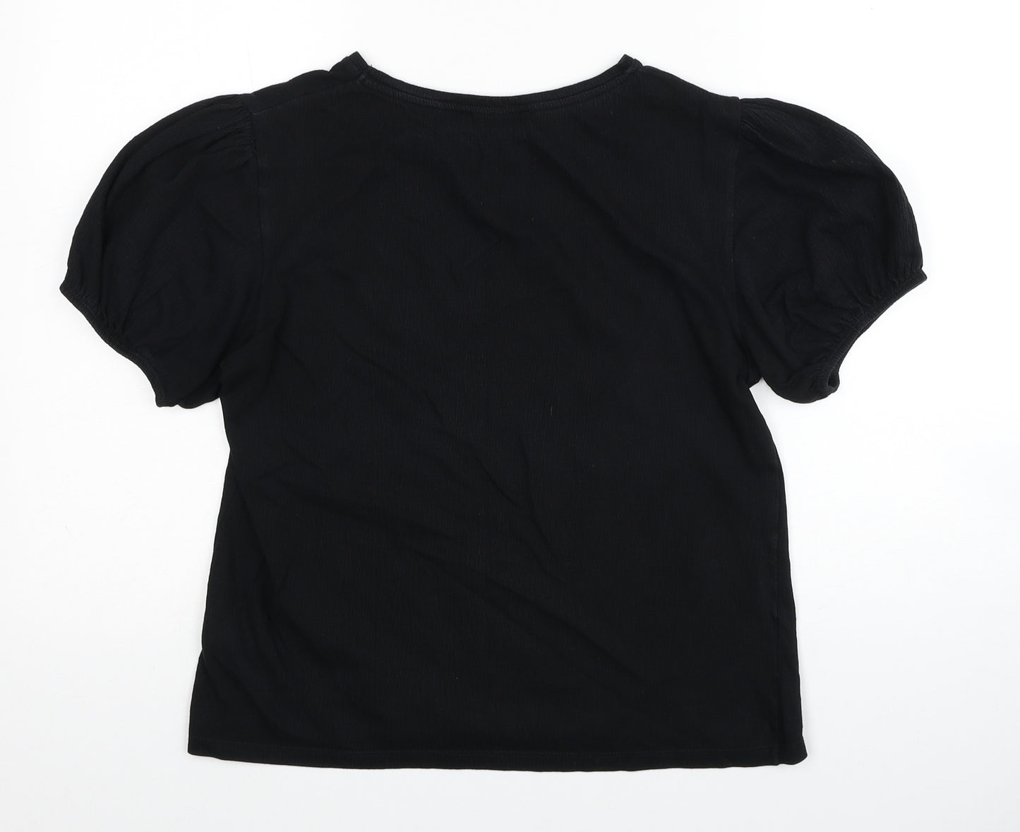 Mint Velvet Womens Black Cotton Basic T-Shirt Size S V-Neck