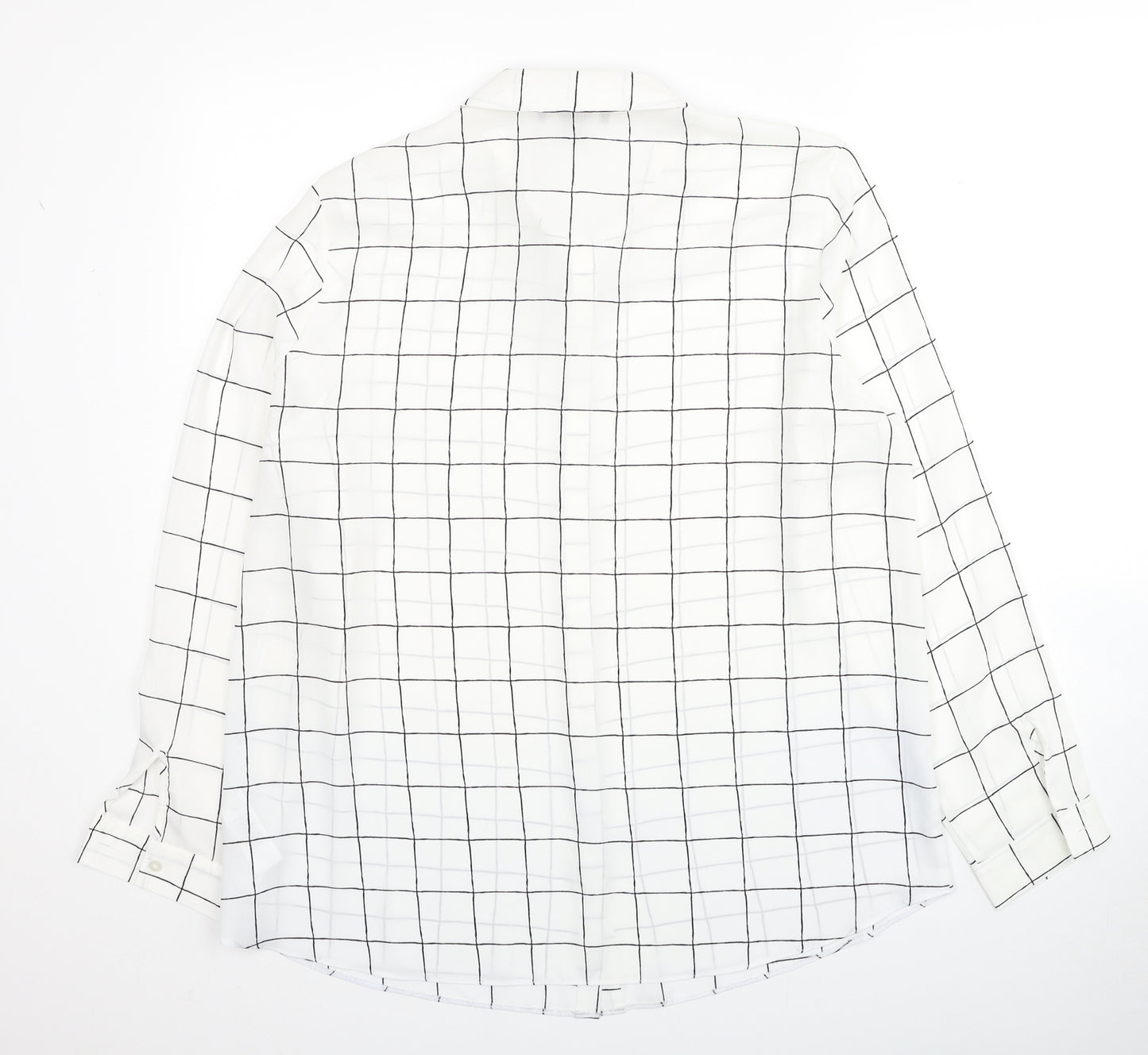 Primark Womens White Check Polyester Basic Button-Up Size 18 Collared