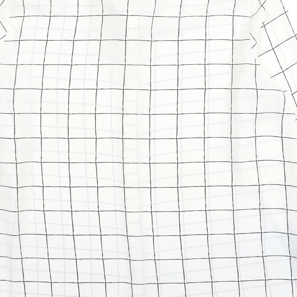 Primark Womens White Check Polyester Basic Button-Up Size 18 Collared