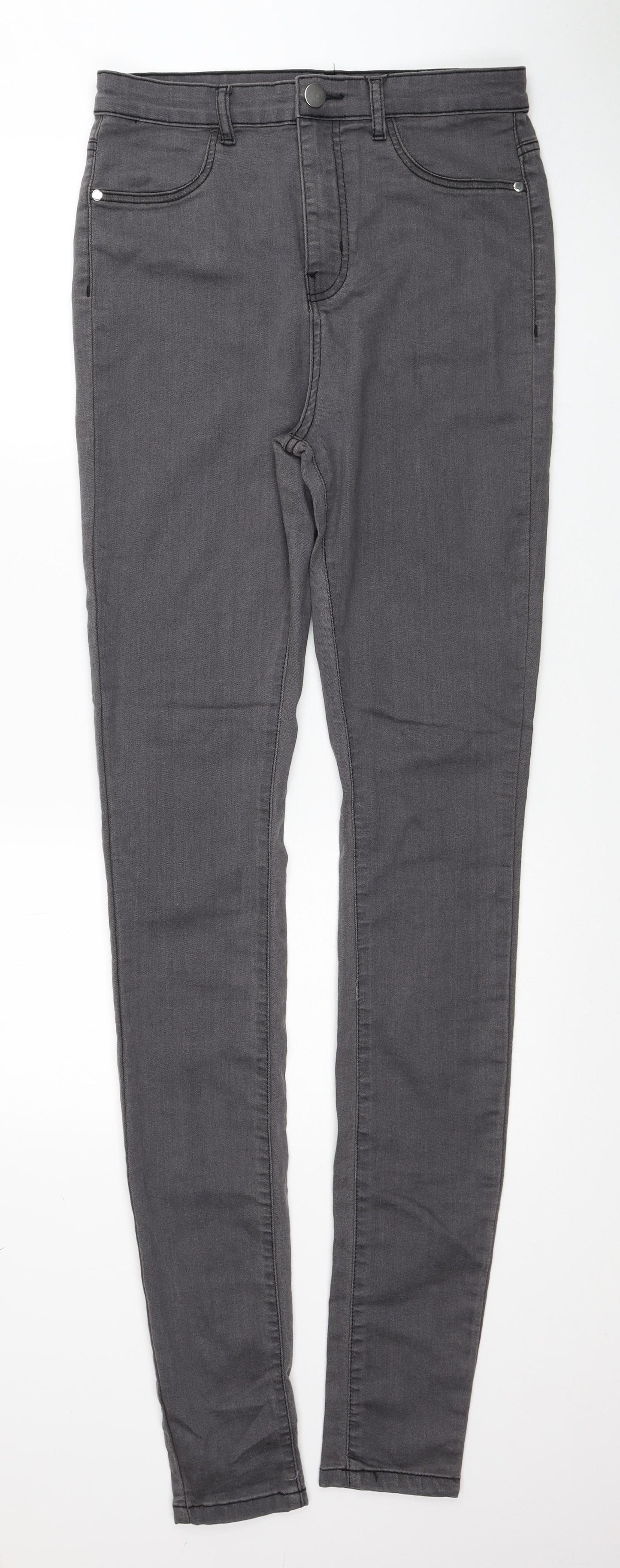 Boohoo Womens Grey Cotton Skinny Jeans Size 14 Regular Zip