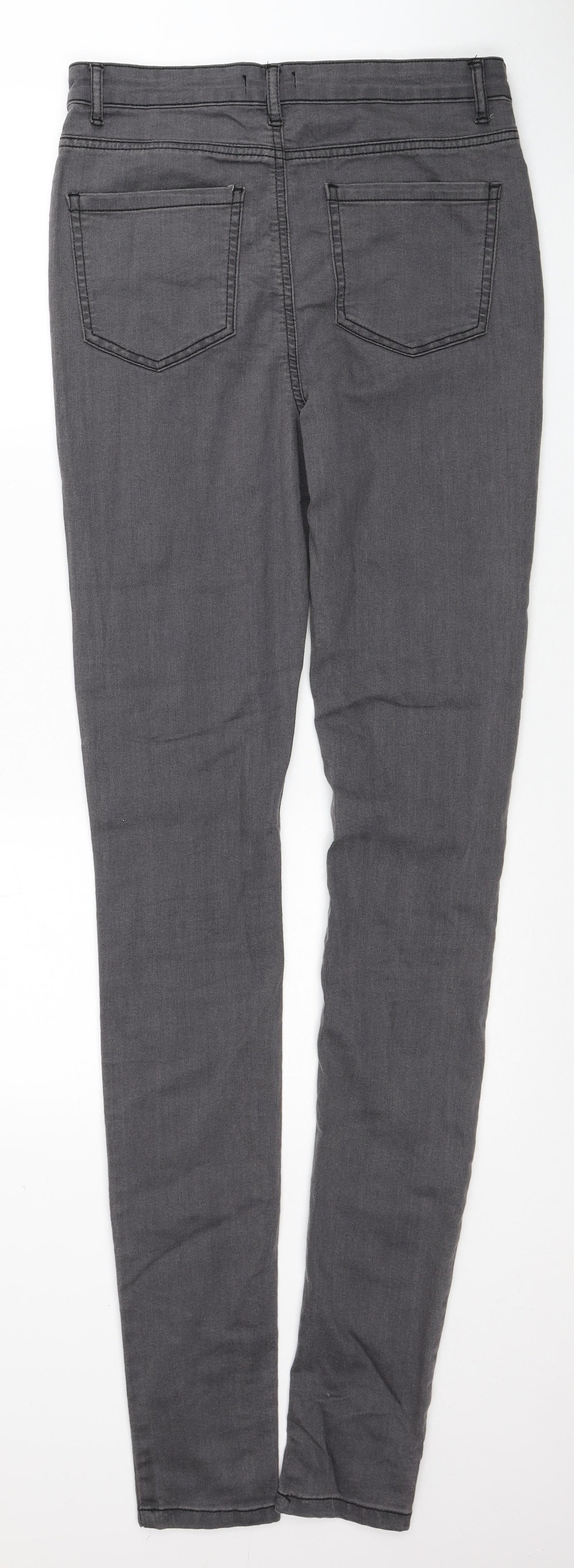 Boohoo Womens Grey Cotton Skinny Jeans Size 14 Regular Zip