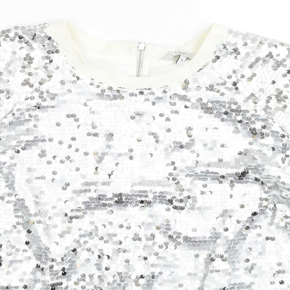 NEXT Womens Silver Polyester Basic T-Shirt Size 16 Round Neck