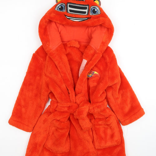 George Boys Red Solid Polyester Robe Size 12-18 Months Tie
