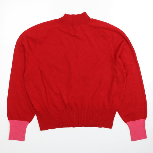 NEXT Womens Red Mock Neck Polyester Pullover Jumper Size 12