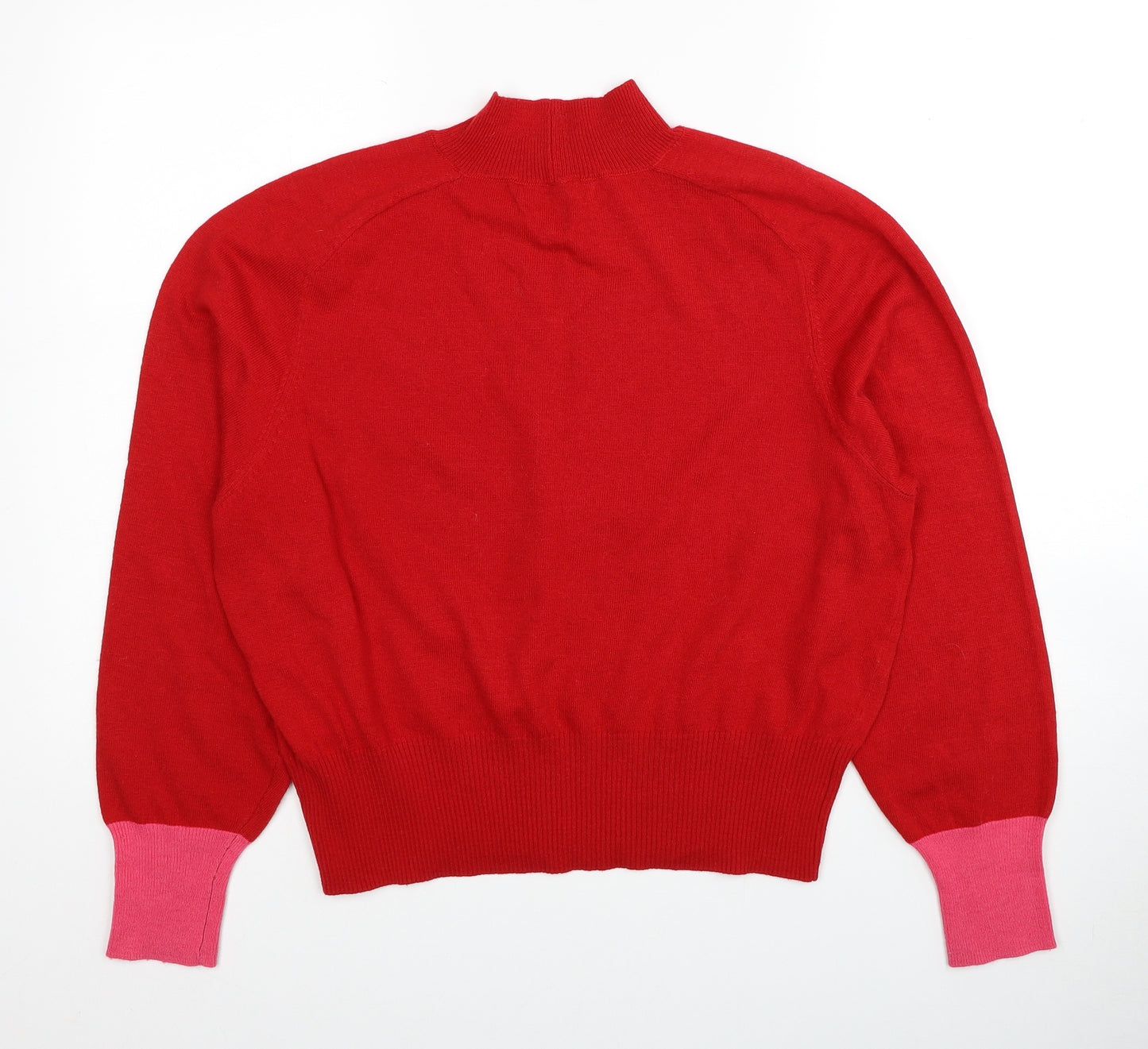 NEXT Womens Red Mock Neck Polyester Pullover Jumper Size 12
