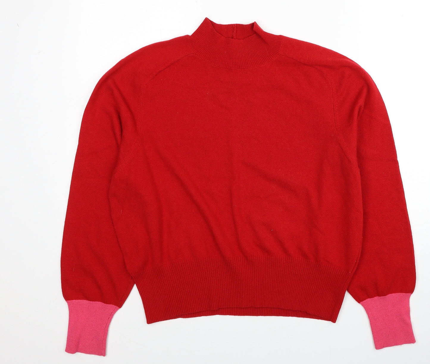 NEXT Womens Red Mock Neck Polyester Pullover Jumper Size 12