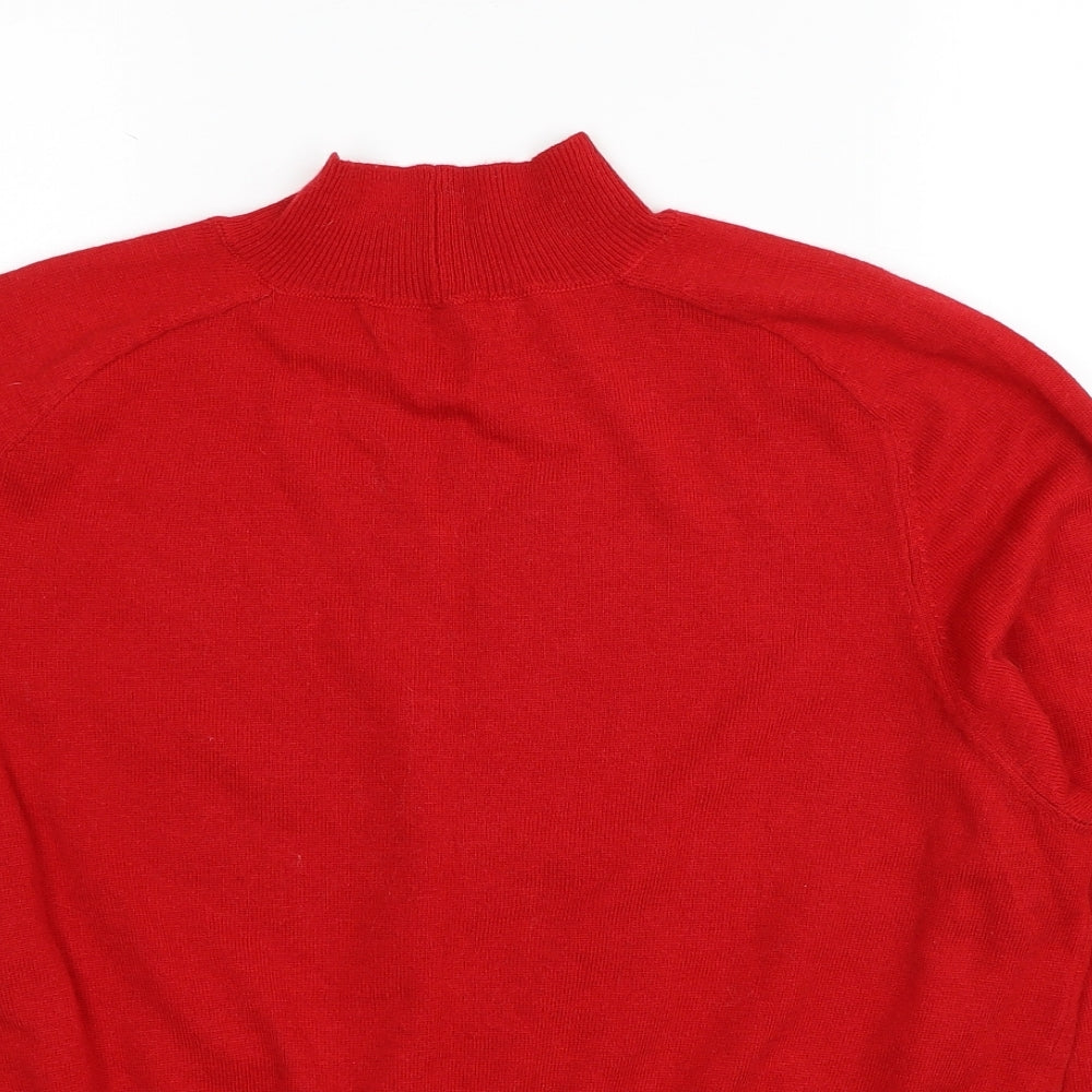 NEXT Womens Red Mock Neck Polyester Pullover Jumper Size 12