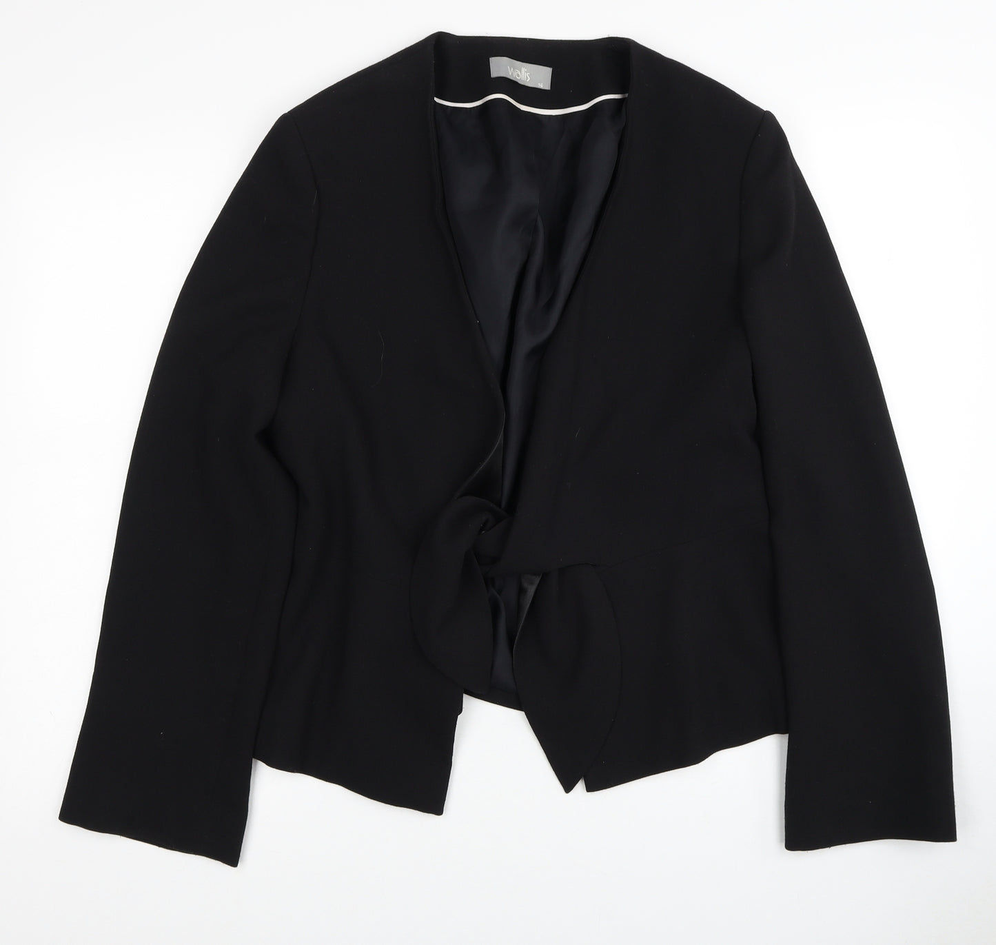 Wallis Womens Black Jacket Blazer Size 16 Tie