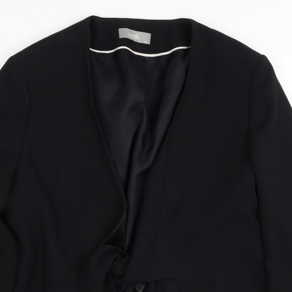 Wallis Womens Black Jacket Blazer Size 16 Tie