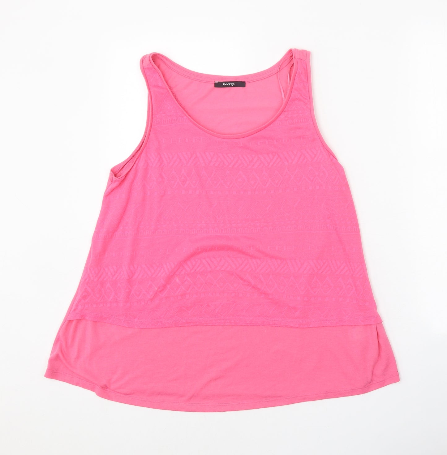 George Womens Pink Polyester Basic Tank Size 12 Round Neck