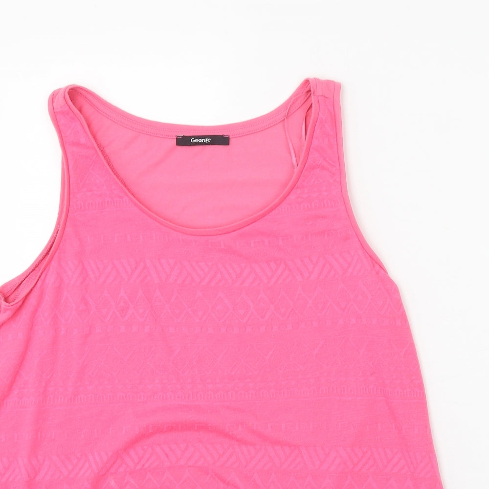 George Womens Pink Polyester Basic Tank Size 12 Round Neck