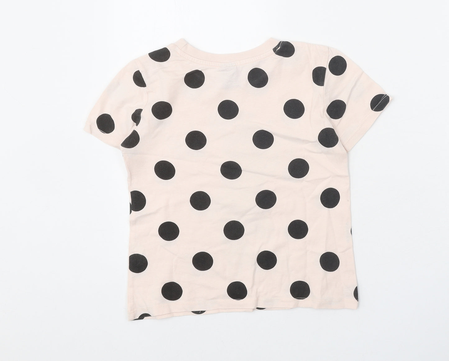 Disney Girls Pink Polka Dot 100% Cotton Basic T-Shirt Size 7-8 Years Round Neck Pullover - Minnie Mouse