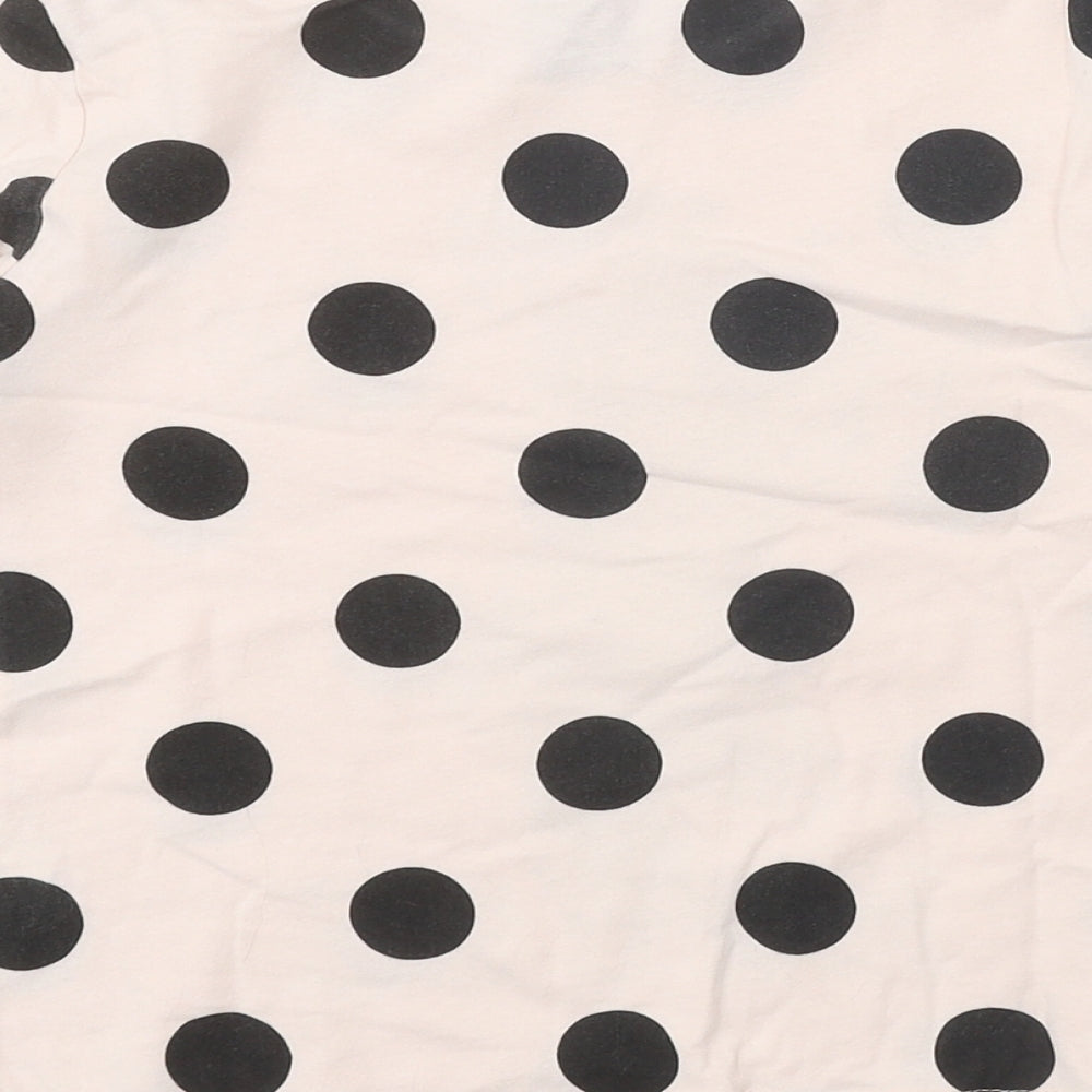 Disney Girls Pink Polka Dot 100% Cotton Basic T-Shirt Size 7-8 Years Round Neck Pullover - Minnie Mouse