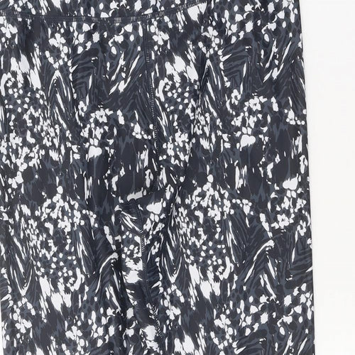 Preworn Womens Black Geometric Polyester Compression Leggings Size 29 in Regular Pullover