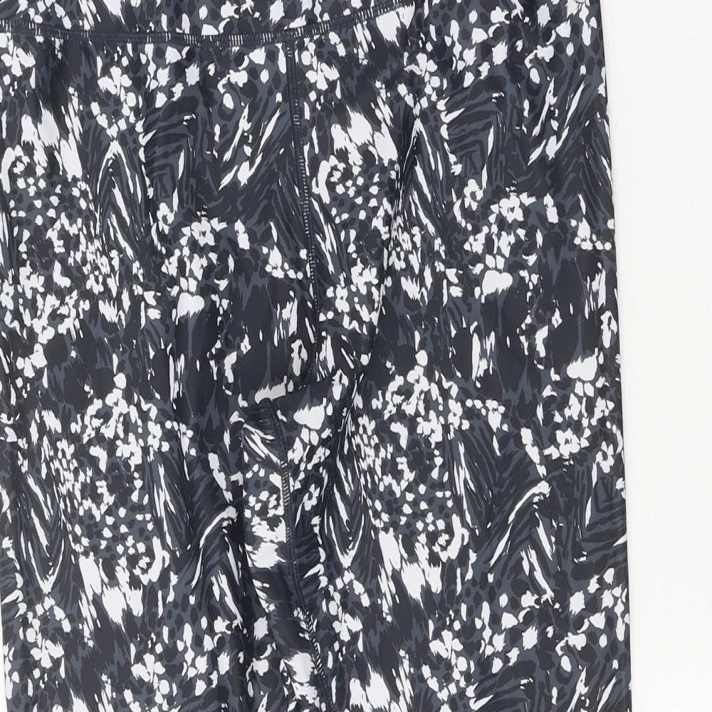 Preworn Womens Black Geometric Polyester Compression Leggings Size 29 in Regular Pullover