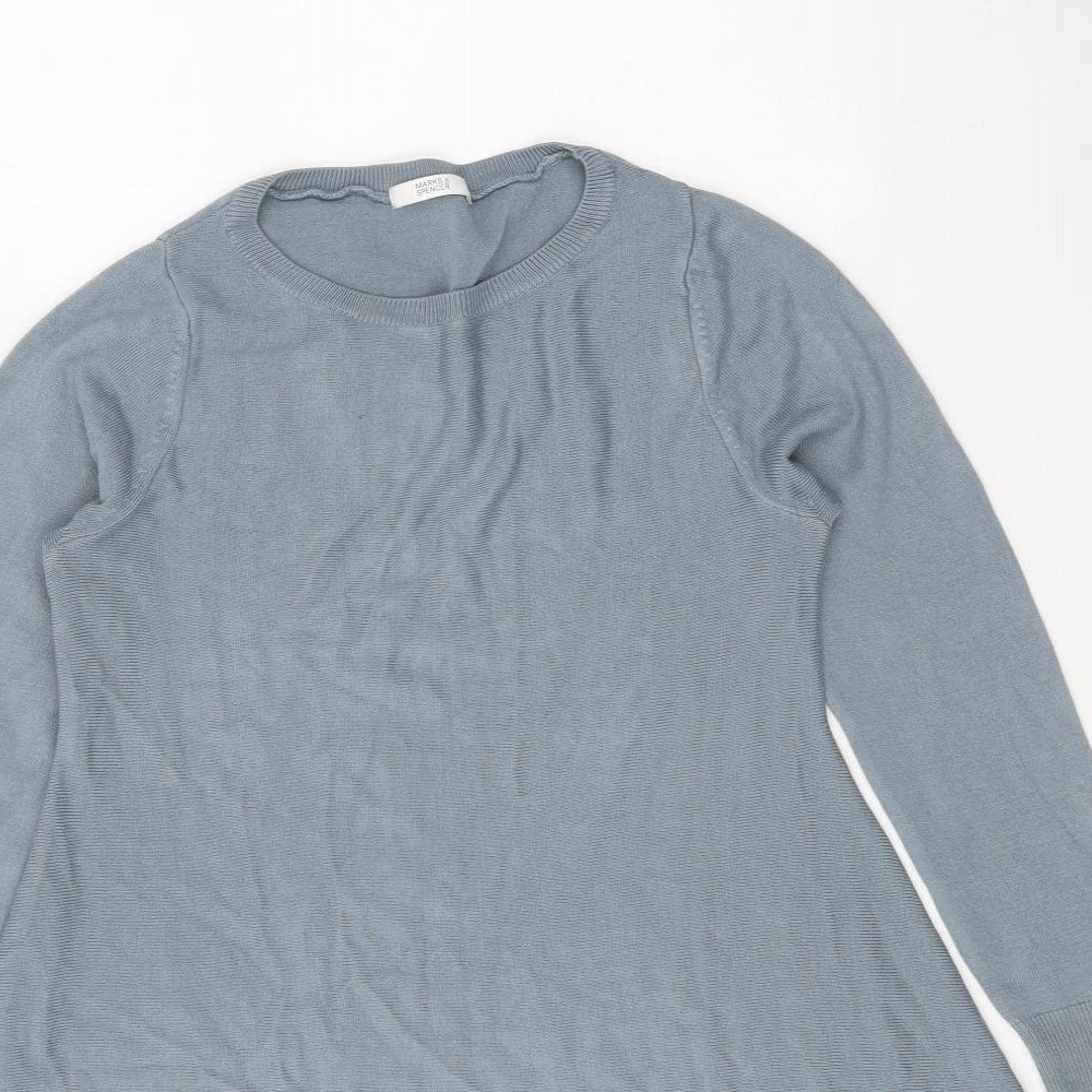 Marks and Spencer Womens Blue Round Neck Acrylic Pullover Jumper Size 8