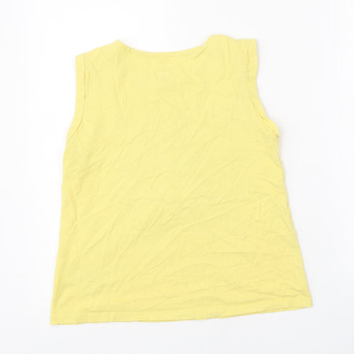 Gap Girls Yellow 100% Cotton Basic Tank Size 10-11 Years Round Neck Pullover - Butterfly
