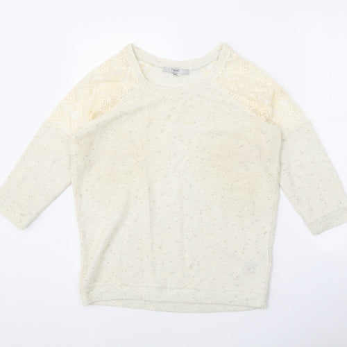 NEXT Womens Beige Round Neck Geometric Cotton Pullover Jumper Size 8