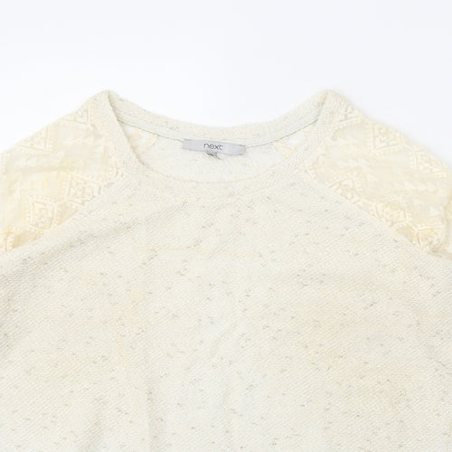 NEXT Womens Beige Round Neck Geometric Cotton Pullover Jumper Size 8