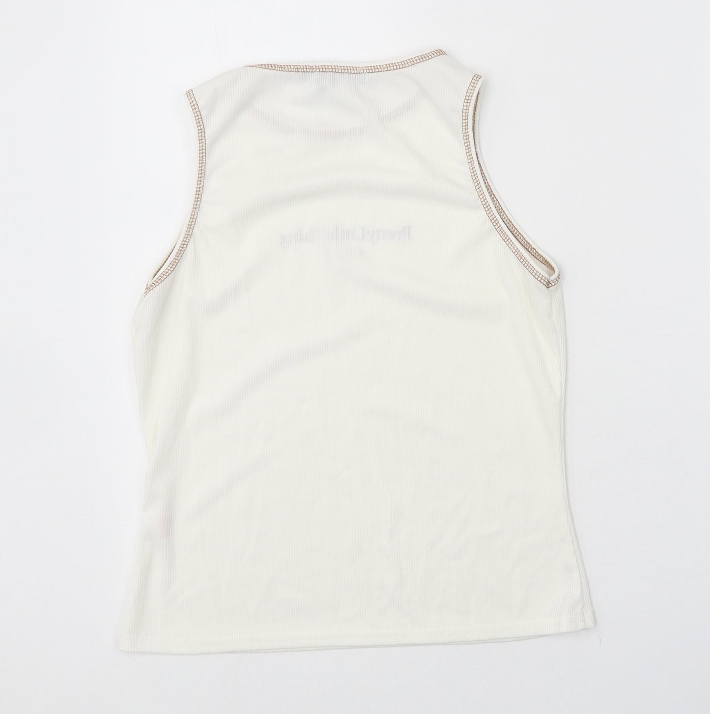 PRETTYLITTLETHING Womens White Polyester Basic Tank Size 12 Round Neck