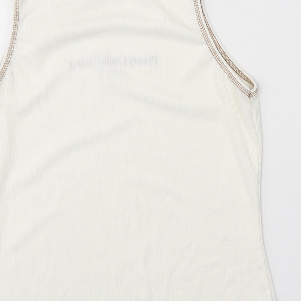PRETTYLITTLETHING Womens White Polyester Basic Tank Size 12 Round Neck