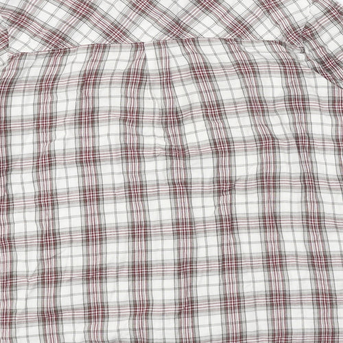 Autograph Womens White Plaid 100% Cotton Basic Button-Up Size 16 Collared