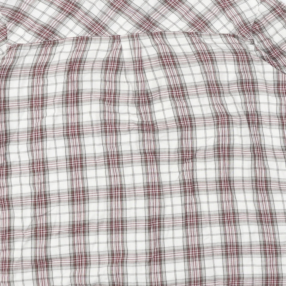 Autograph Womens White Plaid 100% Cotton Basic Button-Up Size 16 Collared