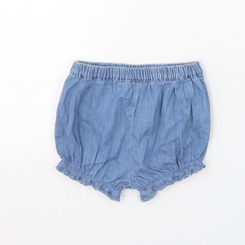 NEXT Girls Blue 100% Cotton Cropped Trousers Size 0-3 Months Pullover