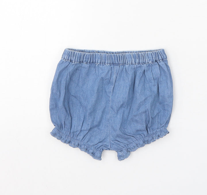 NEXT Girls Blue 100% Cotton Cropped Trousers Size 0-3 Months Pullover