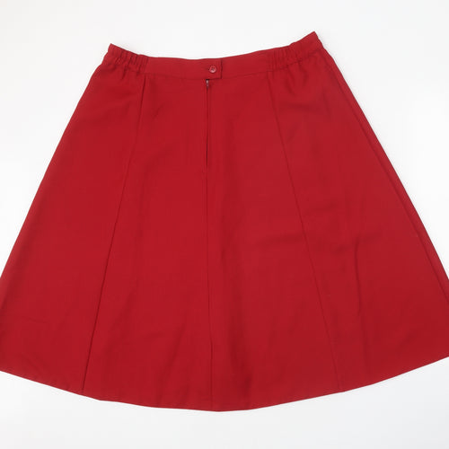 Preworn Womens Red Polyester Swing Skirt Size 18 Zip