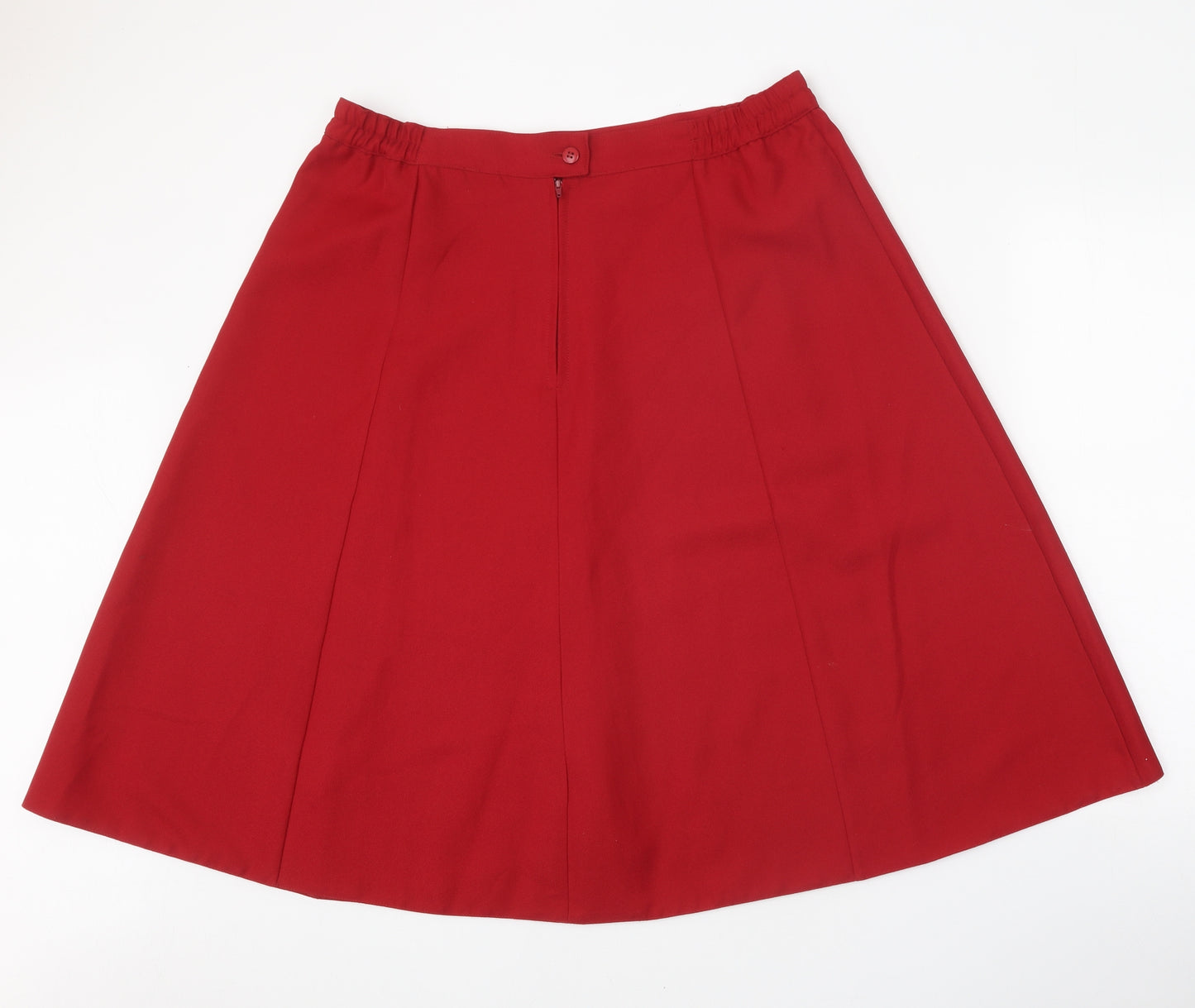Preworn Womens Red Polyester Swing Skirt Size 18 Zip