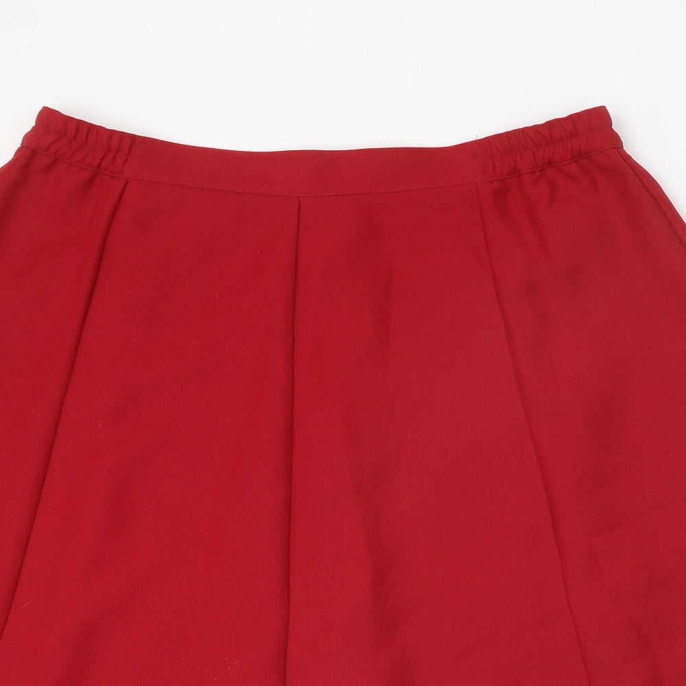 Preworn Womens Red Polyester Swing Skirt Size 18 Zip