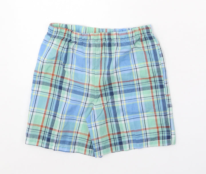 Peacocks Boys Blue Plaid Polyester Bermuda Shorts Size 5-6 Years Regular