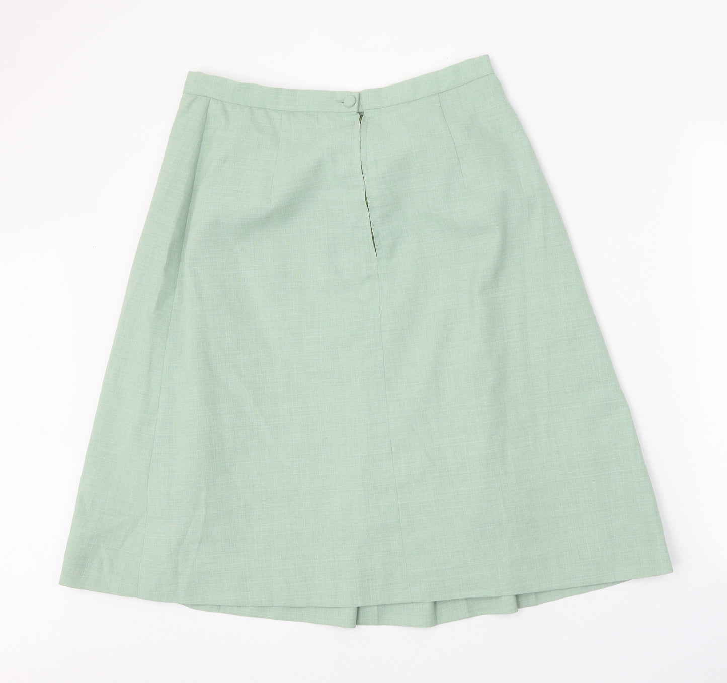 Preworn Womens Green Polyester Pleated Skirt Size 31 in Zip