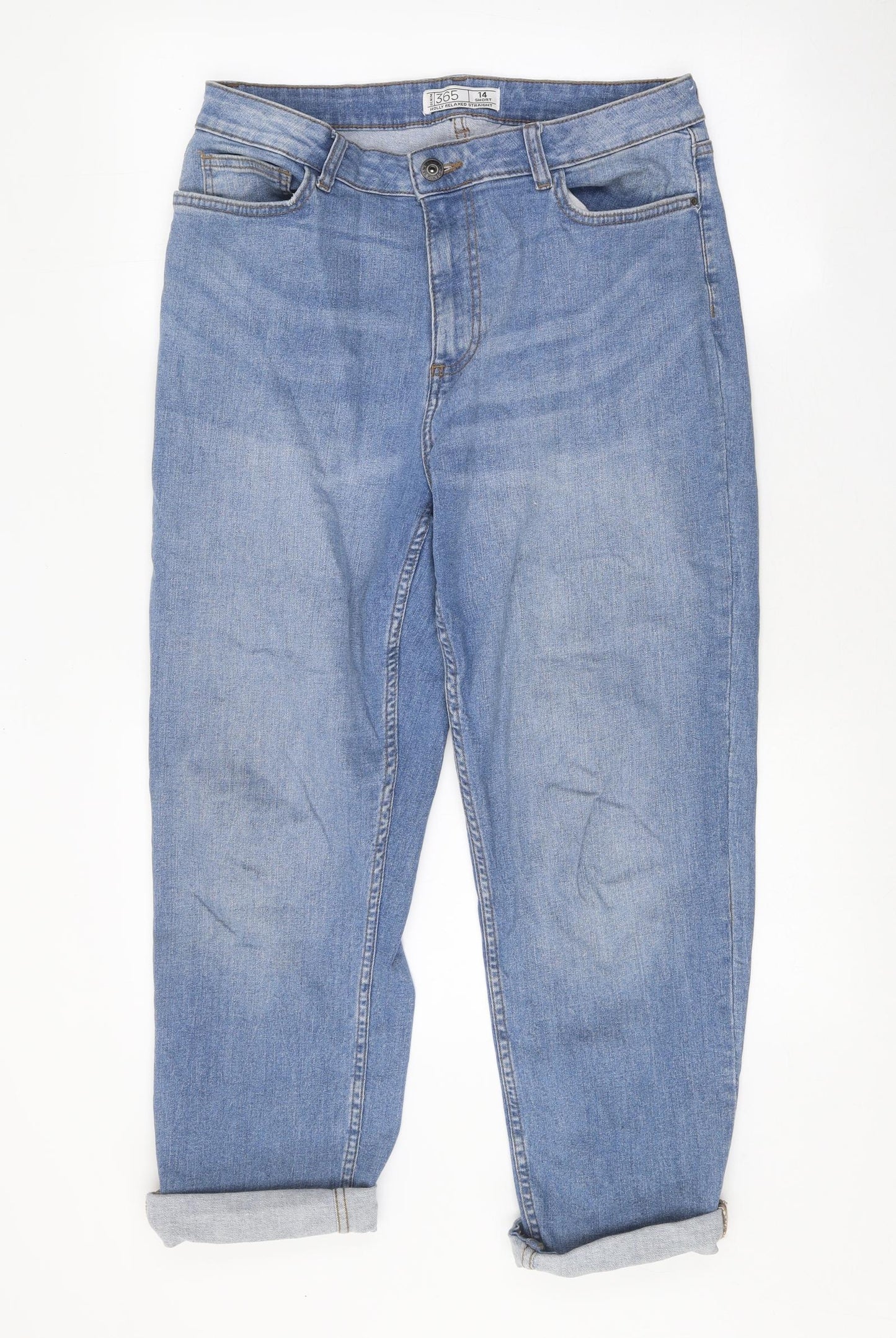 Denim 365 Womens Blue Cotton Cropped Jeans Size 14 Regular Zip