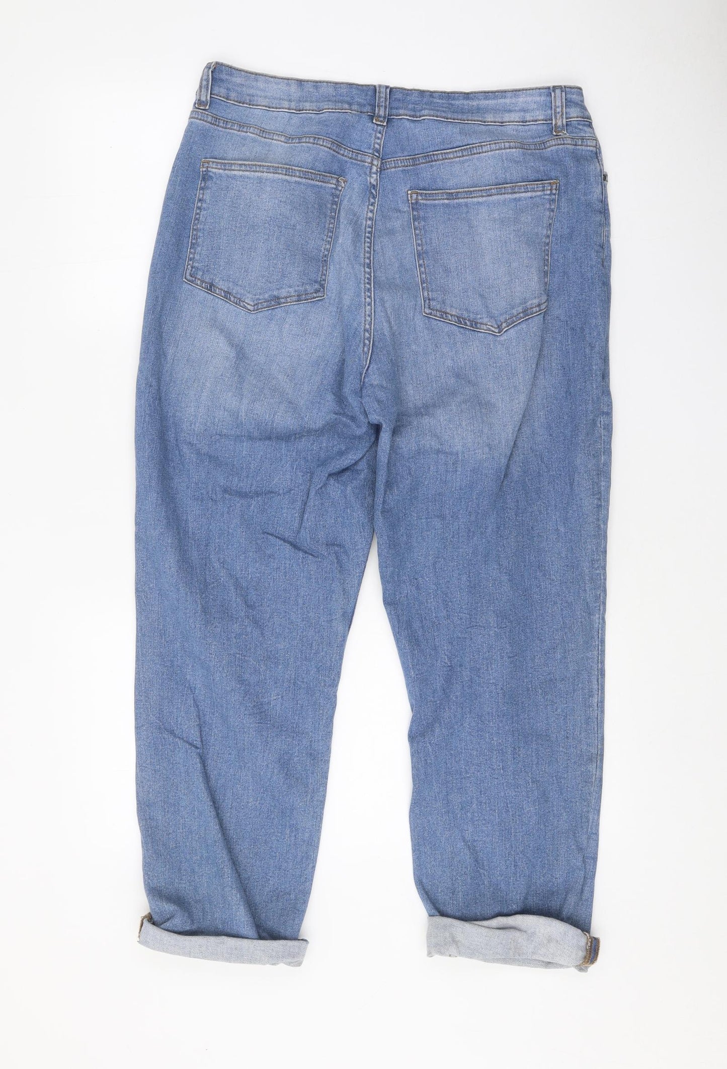 Denim 365 Womens Blue Cotton Cropped Jeans Size 14 Regular Zip