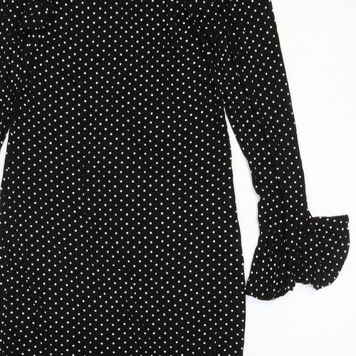 Select Womens Black Polka Dot Viscose Mermaid Size 12 V-Neck Pullover