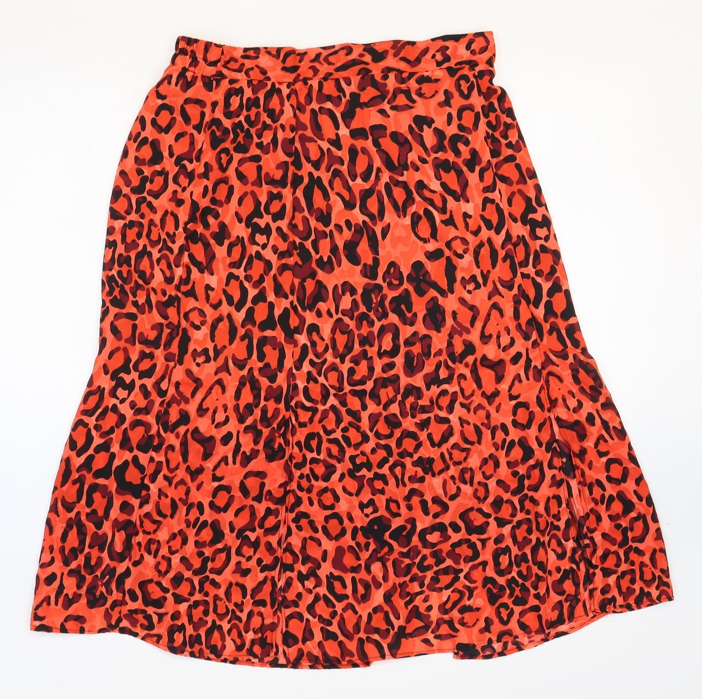 Wallis Womens Red Animal Print Polyester Swing Skirt Size 10 - Leopard Pattern
