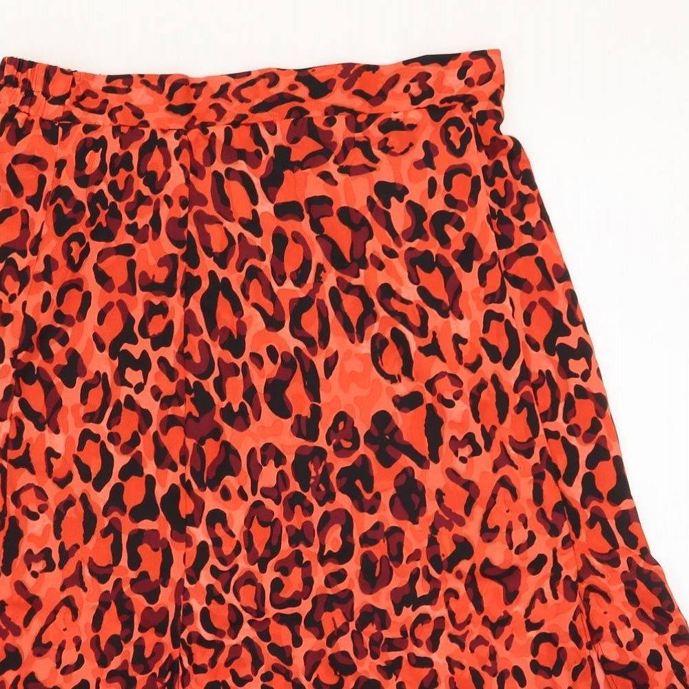 Wallis Womens Red Animal Print Polyester Swing Skirt Size 10 - Leopard Pattern