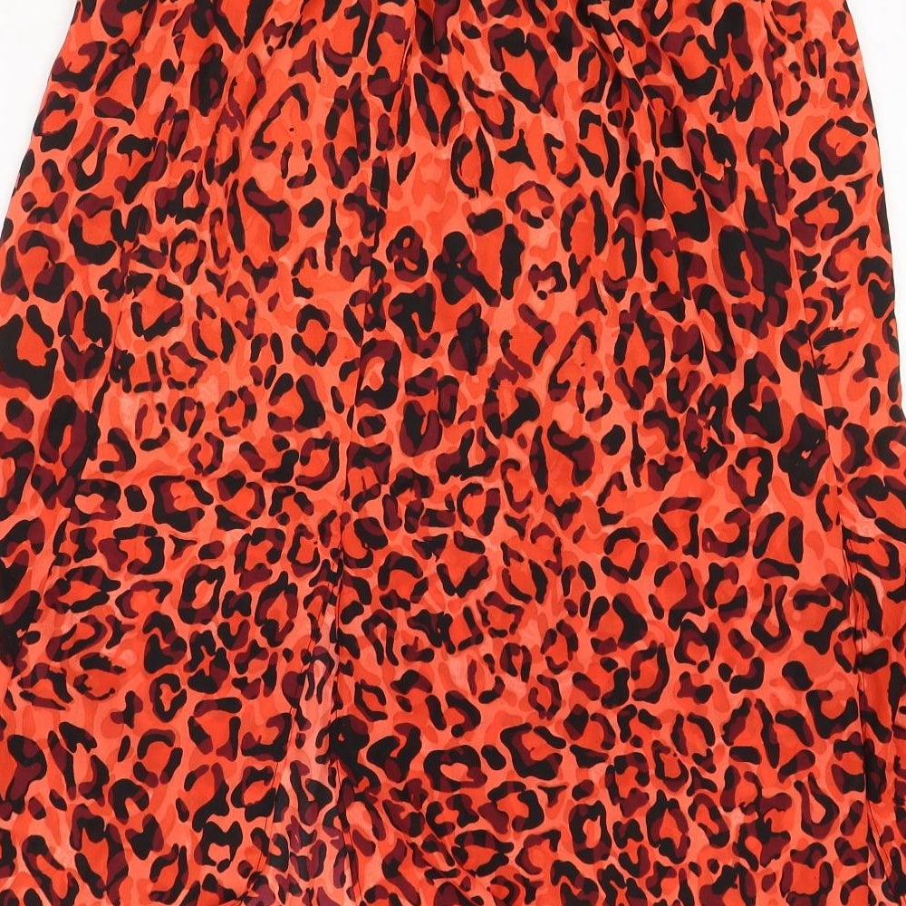 Wallis Womens Red Animal Print Polyester Swing Skirt Size 10 - Leopard Pattern