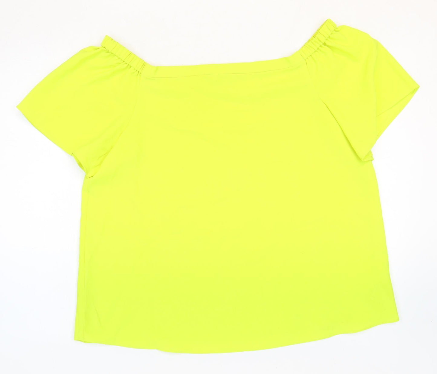 George Womens Yellow Polyester Basic Blouse Size 14 Off the Shoulder
