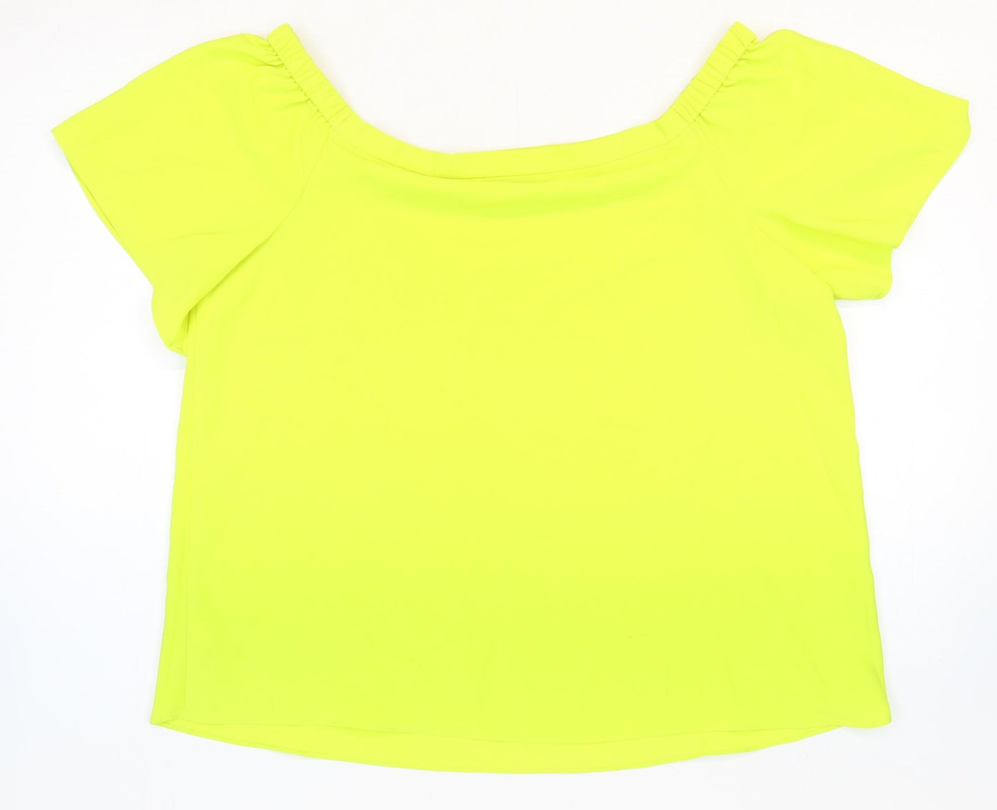 George Womens Yellow Polyester Basic Blouse Size 14 Off the Shoulder