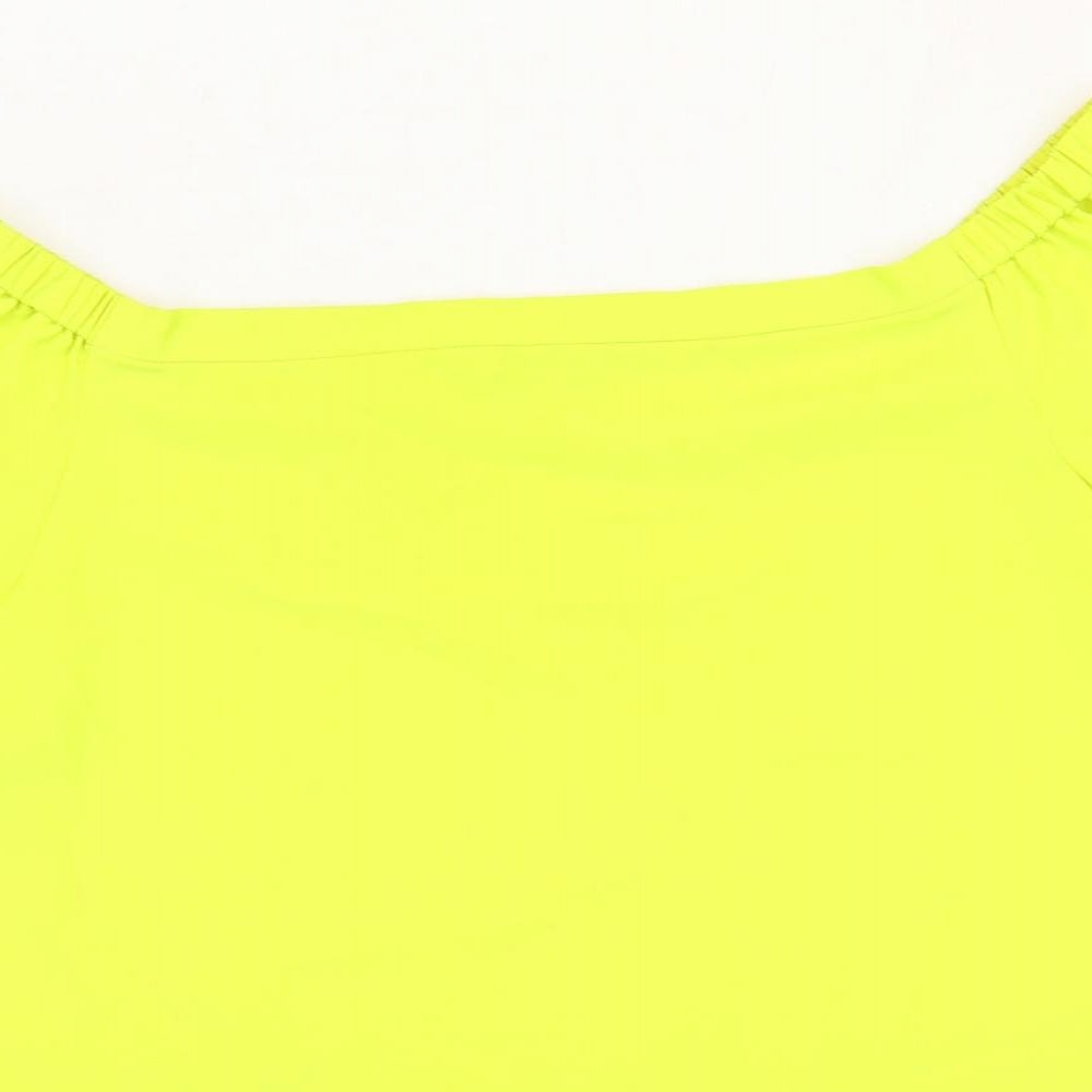 George Womens Yellow Polyester Basic Blouse Size 14 Off the Shoulder