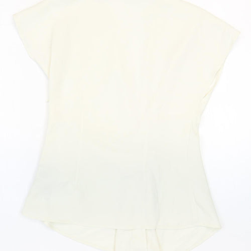 Marks and Spencer Womens White Polyester Basic Blouse Size 10 V-Neck - Twist Detail