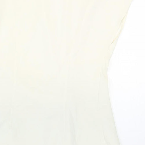 Marks and Spencer Womens White Polyester Basic Blouse Size 10 V-Neck - Twist Detail