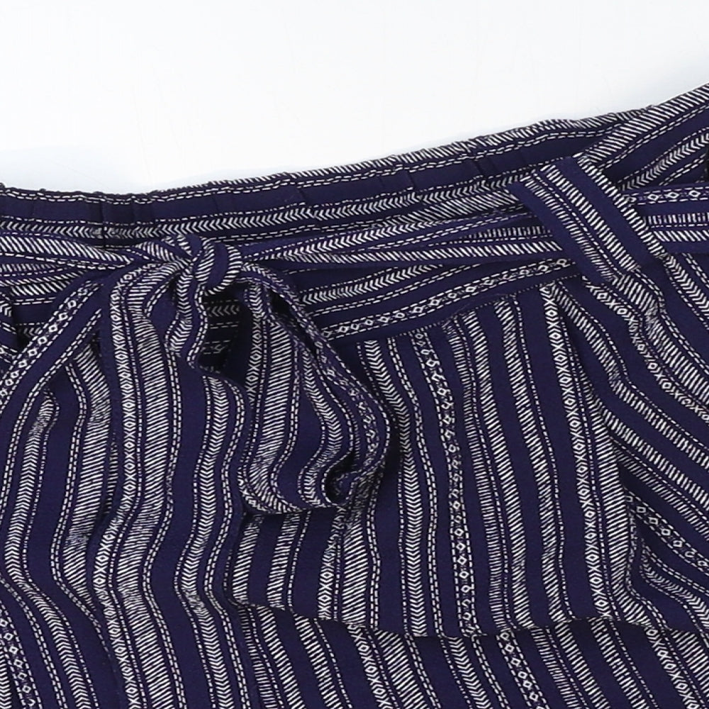 New Look Womens Black Striped Polyester Sailor Shorts Size 12 Regular Drawstring